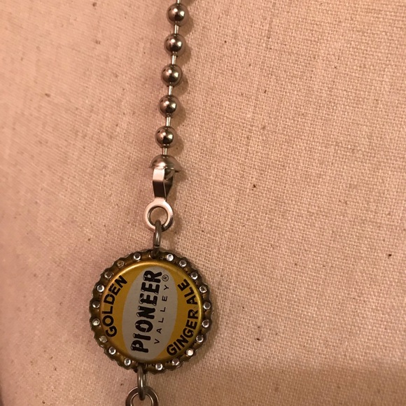 Necklace/belt.  Antique bottle caps & Swvski cryst - Picture 6 of 8